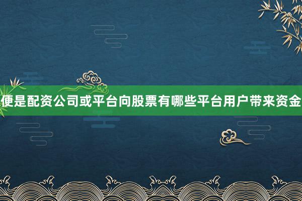 便是配资公司或平台向股票有哪些平台用户带来资金