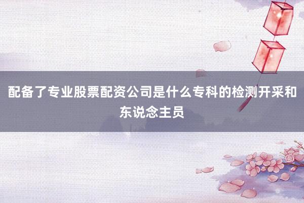 配备了专业股票配资公司是什么专科的检测开采和东说念主员