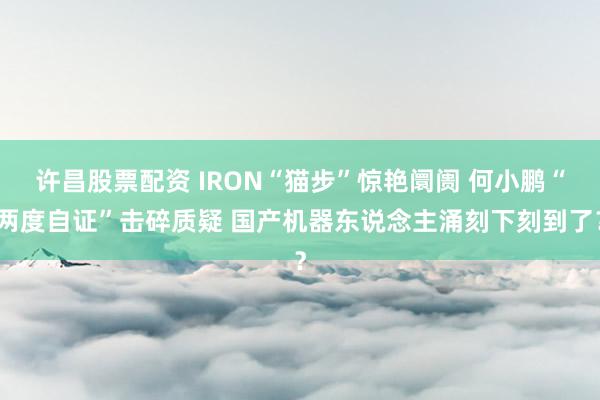 许昌股票配资 IRON“猫步”惊艳阛阓 何小鹏“两度自证”击碎质疑 国产机器东说念主涌刻下刻到了？