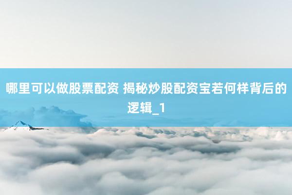 哪里可以做股票配资 揭秘炒股配资宝若何样背后的逻辑_1