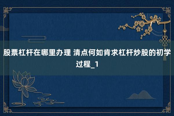 股票杠杆在哪里办理 清点何如肯求杠杆炒股的初学过程_1